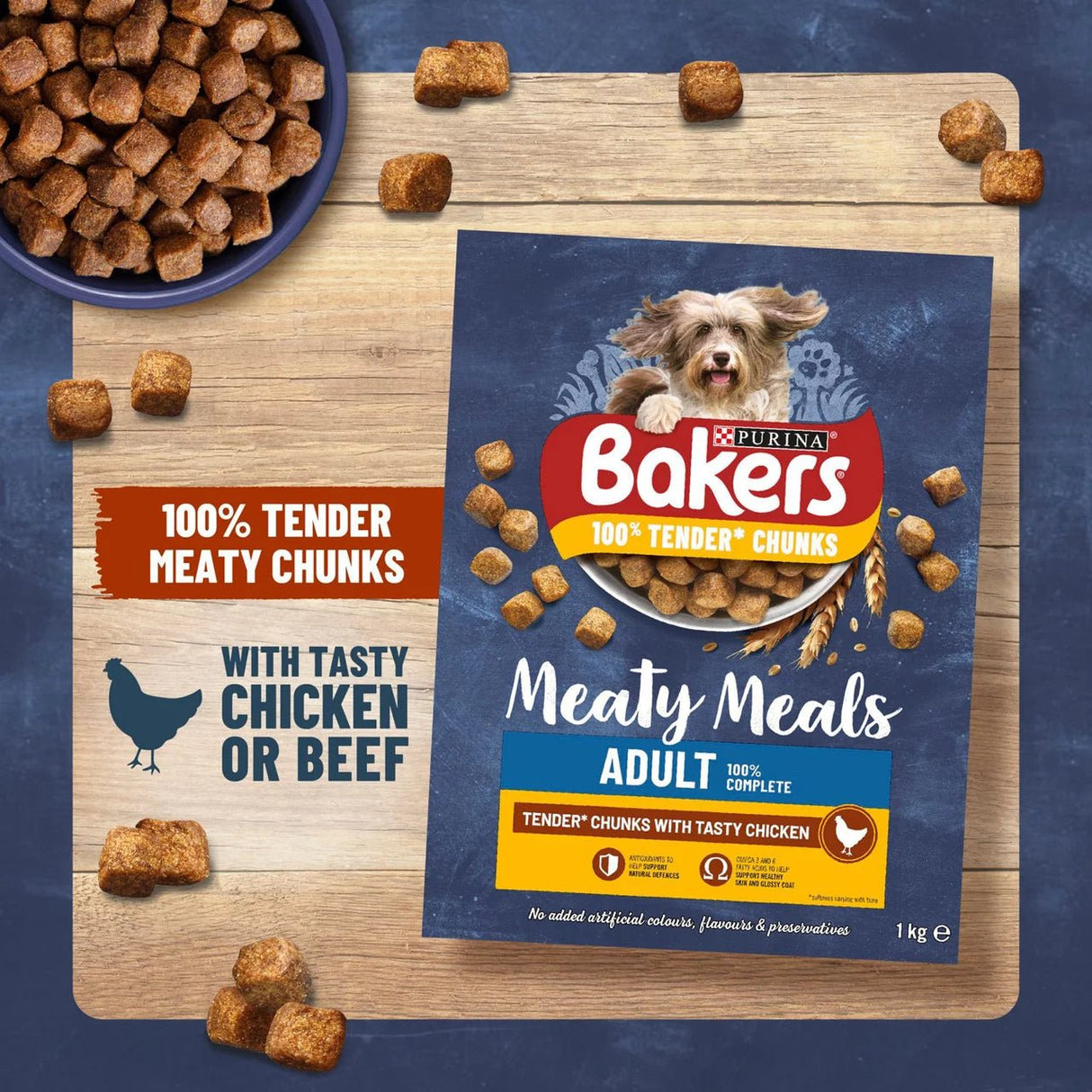 Bakers Meaty Meals with Chicken Dry Dog Food - 2.7 kg, Bakers,