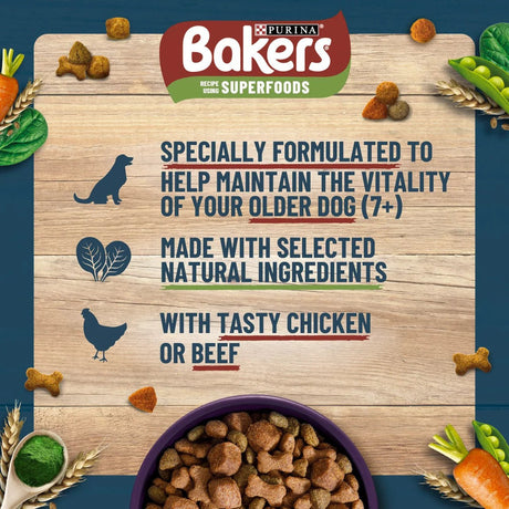 Bakers Senior Dry Dog Food Chicken & Veg, Bakers, 12.5 kg