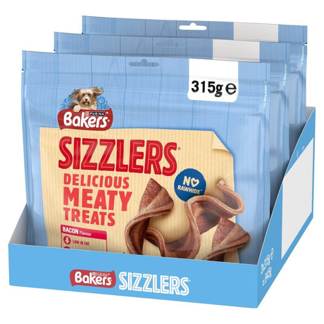 Bakers Sizzlers Bacon Dog Treats, Bakers, 3 x 315g