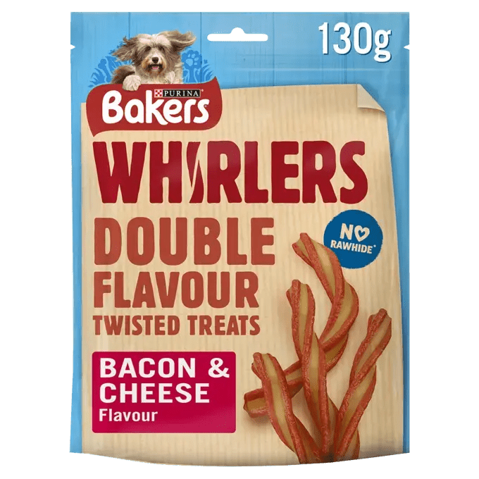 Bakers Whirlers Bacon & Cheese Dog Treats, Bakers, 6 x 130g