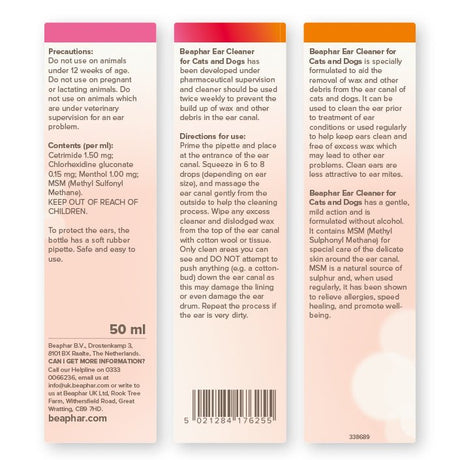 Beaphar Ear Cleaner for Cats & Dogs - 3 x 50ml, Beaphar,