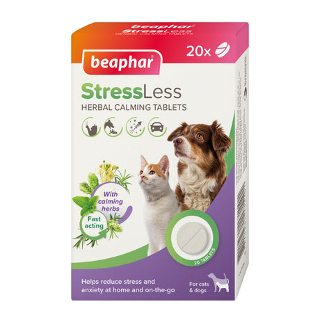 Beaphar StressLess Herbal Calming Tablets for Cats & Dogs - 20 Tablets x 6, Beaphar,