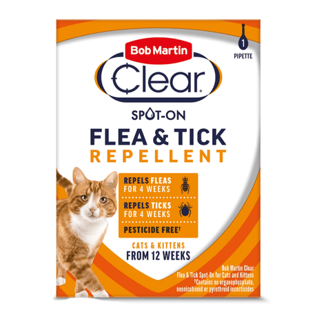 Bob Martin Clear Pesticide Free Spot On for Cats Flea & Tick Repellent (1 pipette x 10), Bob Martin,