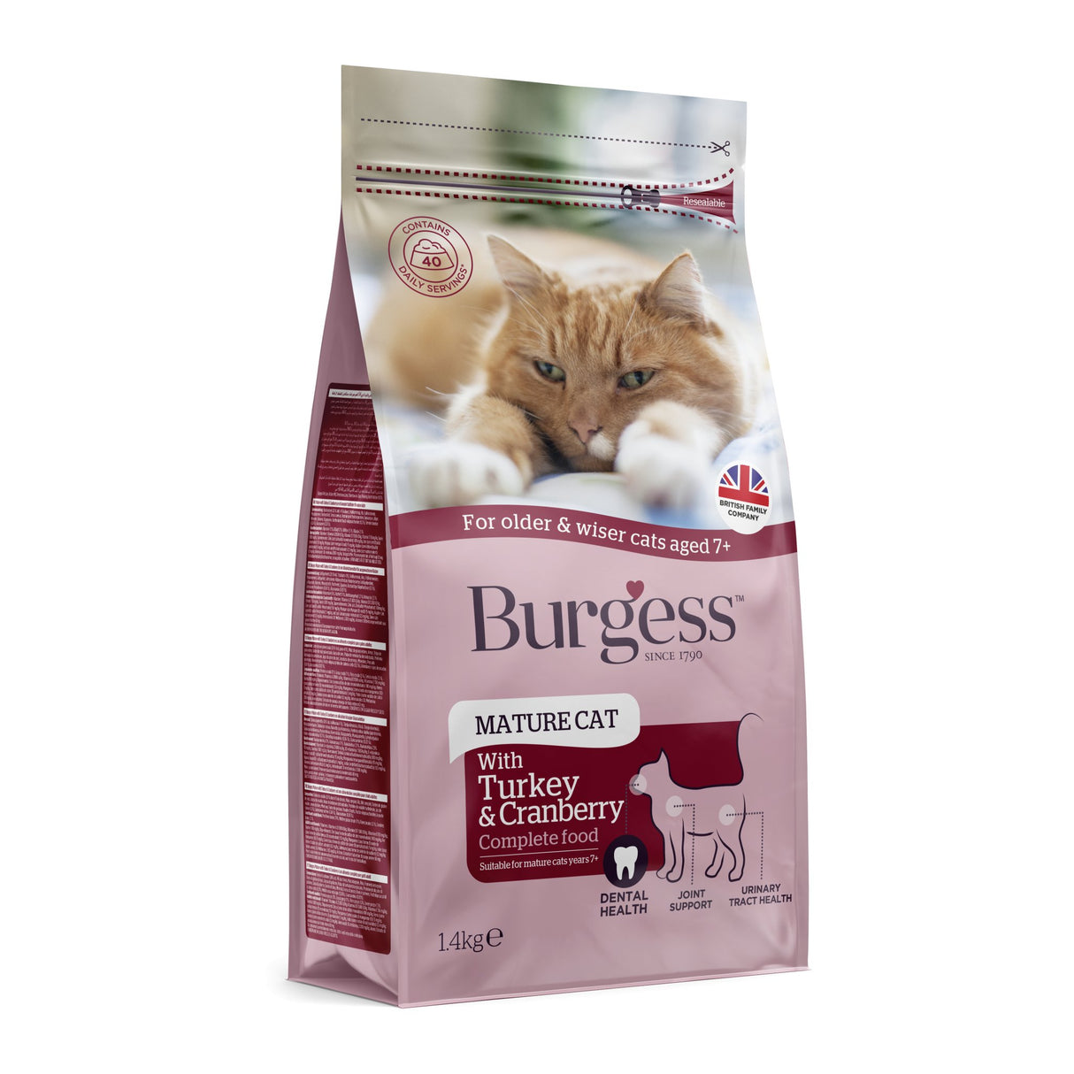 Burgess Mature Cat with Turkey & Cranberry - 1.4 kg Dry Food, Burgess,