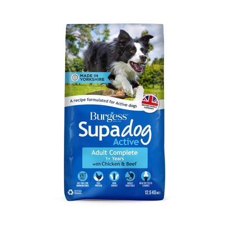 Burgess Supadog Active Chicken & Beef - 12.5kg Dry Dog Food, Burgess,