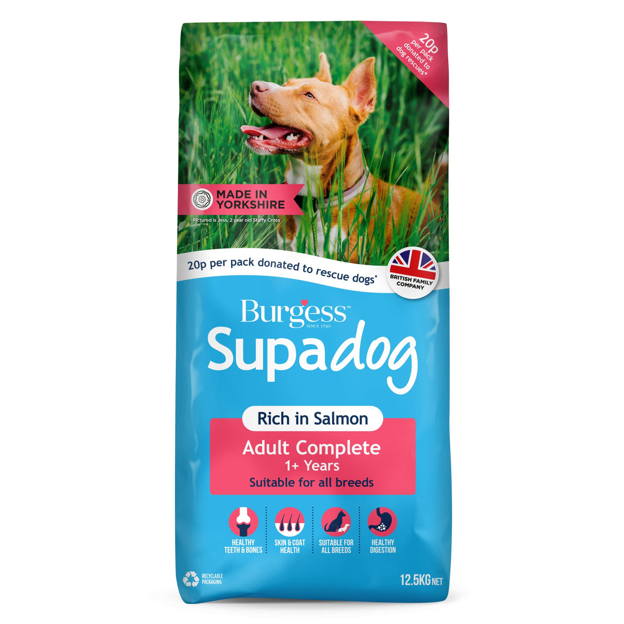 Burgess Supadog Adult Rich in Salmon - 12.5kg Dry Dog Food, Burgess,