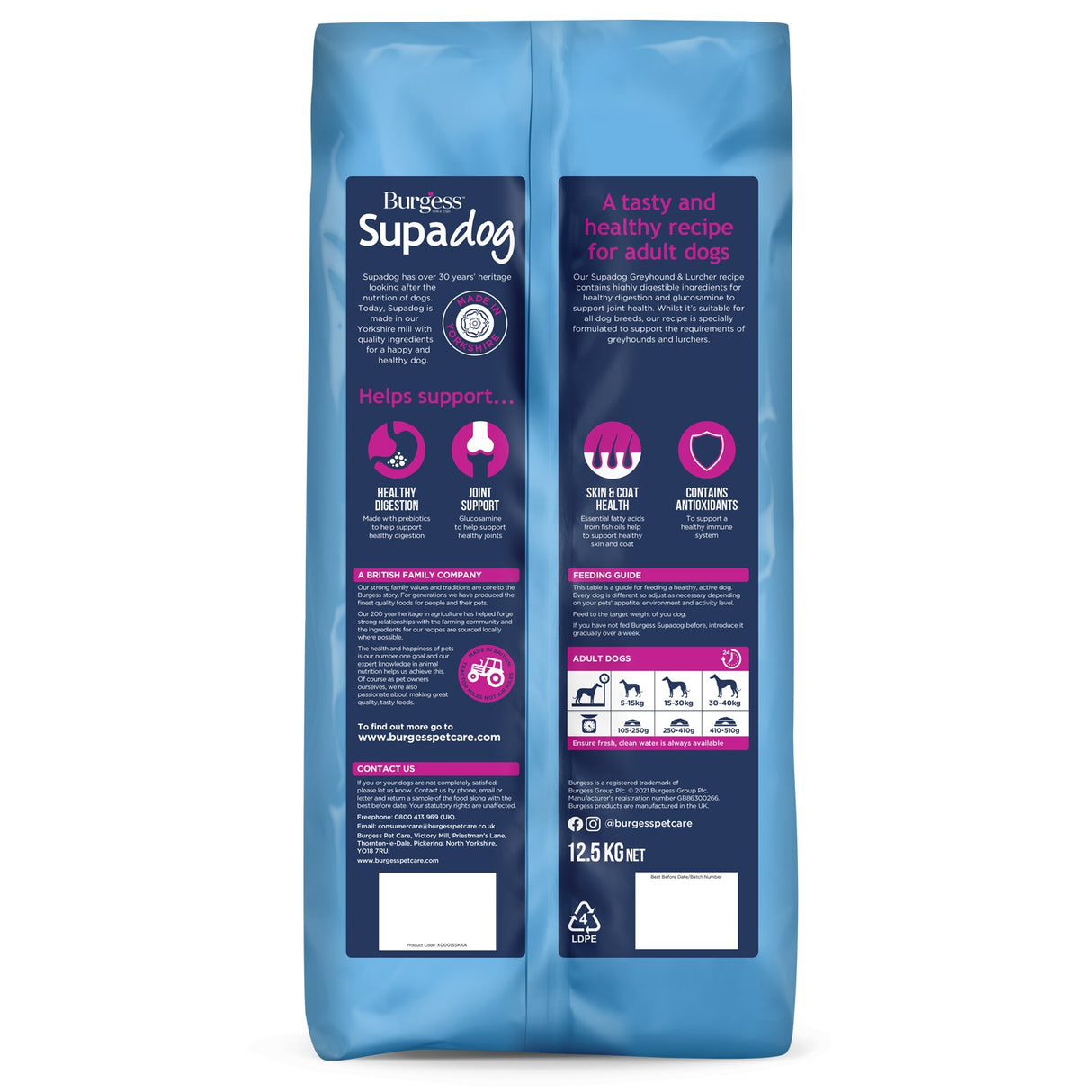 Burgess Supadog Greyhound & Lurcher - 12.5kg Dry Dog Food, Burgess,