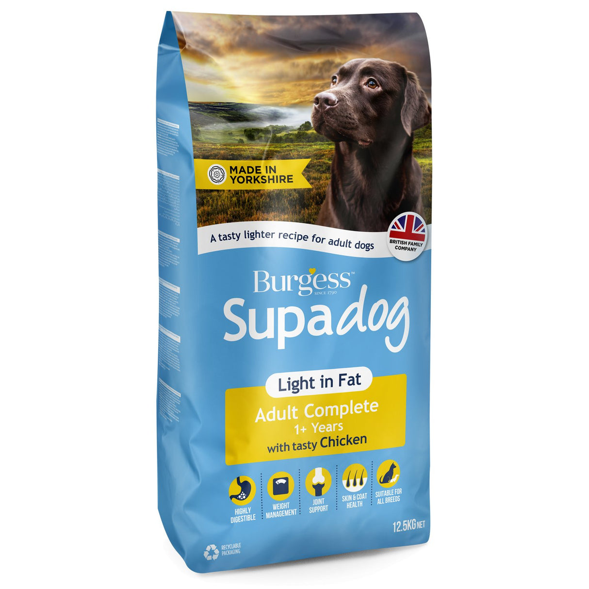 Burgess Supadog Light in Fat with Tasty Chicken - 12.5kg Dry Dog Food, Burgess,