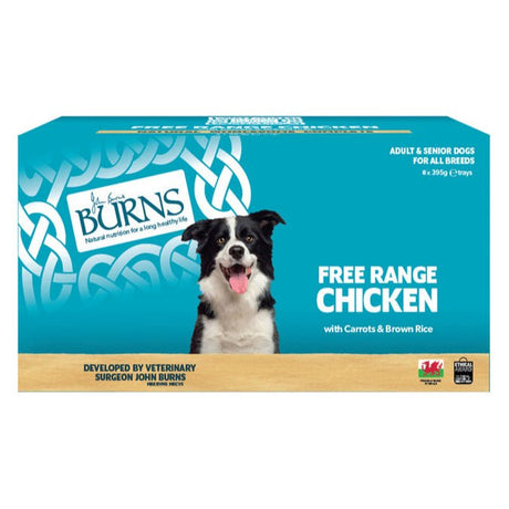Burns Free Range Chicken, Carrots & Brown Rice Wet Dog Food Trays, Burns, 8 x 395 g