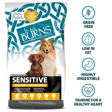 Burns Sensitive Grain Free Duck & Potato Adult Dog Food, Burns, 2 kg