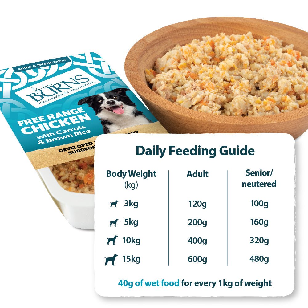 Burns Wet Dog Food Trays Free Range Chicken with Carrots & Brown Rice, Burns, 6x395g