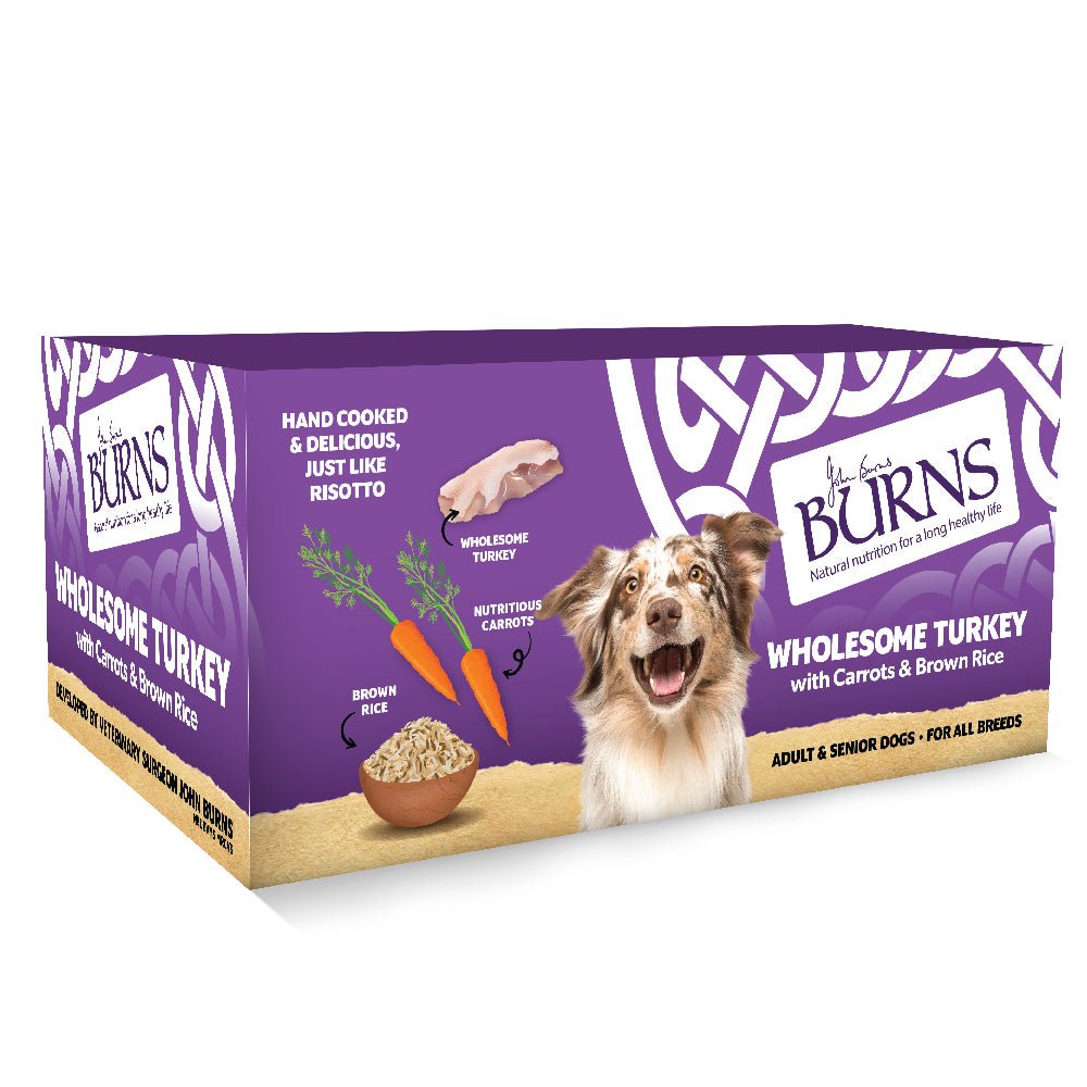 Burns Wet Dog Food Trays Wholesome Turkey with Carrots & Brown Rice, Burns, 12x150g