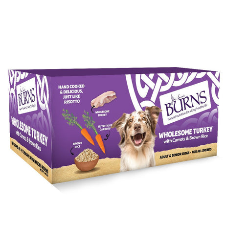 Burns Wet Dog Food Trays Wholesome Turkey with Carrots & Brown Rice, Burns, 12x150g