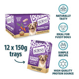 Burns Wet Dog Food Trays Wholesome Turkey with Carrots & Brown Rice, Burns, 12x150g