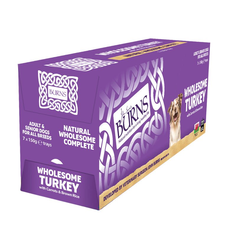 Burns Wholesome Turkey with Carrots & Brown Rice Wet Dog Food Trays, Burns, 7 x 150 g