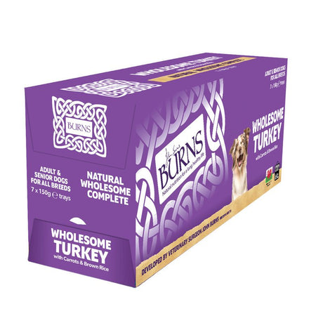 Burns Wholesome Turkey with Carrots & Brown Rice Wet Dog Food Trays, Burns, 7 x 150 g