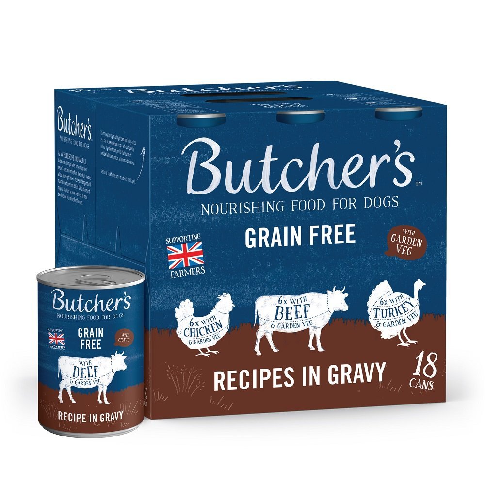 Butcher's Grain Free Recipes in Gravy Adult Wet Dog Food Tins, Butcher's, 18 x 400g