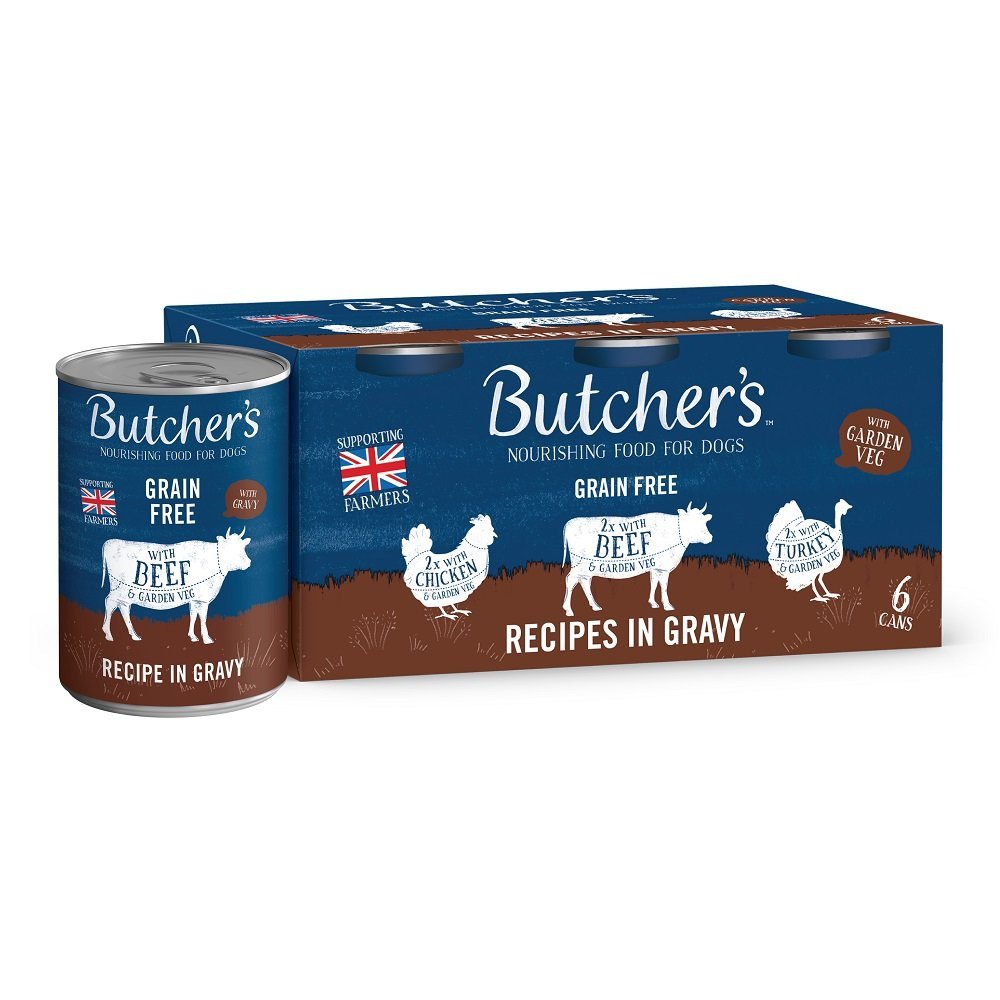 Butcher's Grain Free Recipes in Gravy Adult Wet Dog Food Tins, Butcher's, 4x (6x400g)