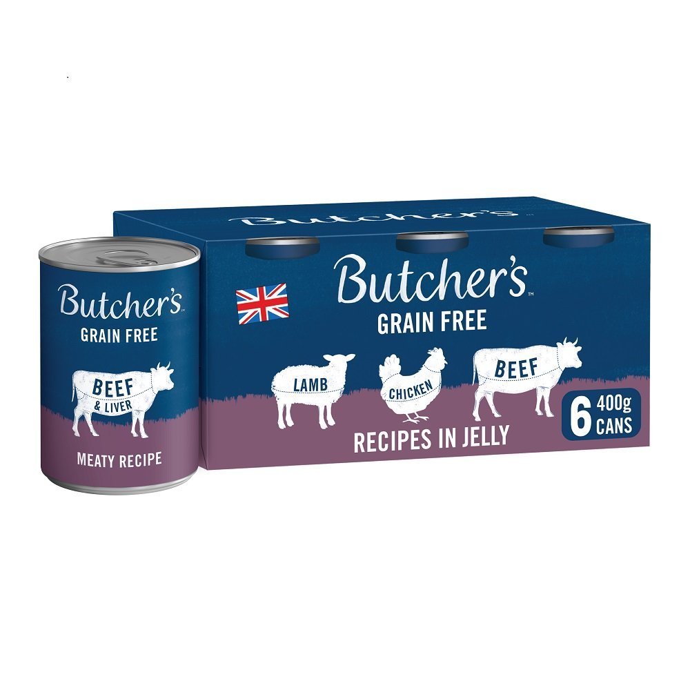 Butcher's Grain Free Recipes in Jelly Adult Wet Dog Food Tins, Butcher's, 4x (6x400g)