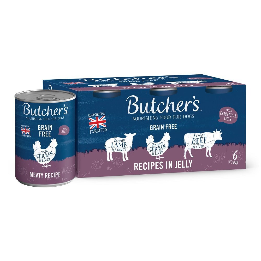 Butcher's Grain Free Recipes in Jelly Adult Wet Dog Food Tins, Butcher's, 4x (6x400g)