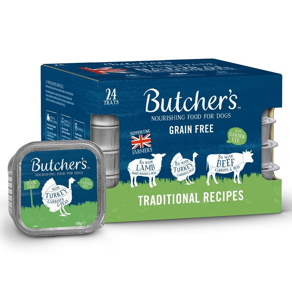 Butcher's Grain Free Traditional Recipes Adult Wet Dog Food Trays, Butcher's, 24 x 150g