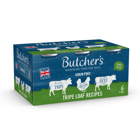 Butcher's Grain Free Tripe Loaf Recipes Wet Adult Dog Food Tins, Butcher's, 4x (6x400g)