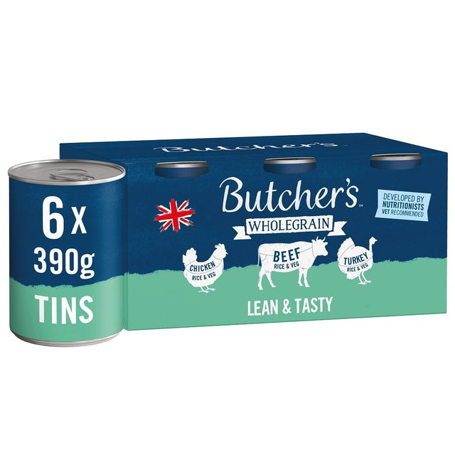 Butcher's Lean & Tasty Wholegrain Wet Adult Dog Food Tins, Butcher's, 4x (6x390g)