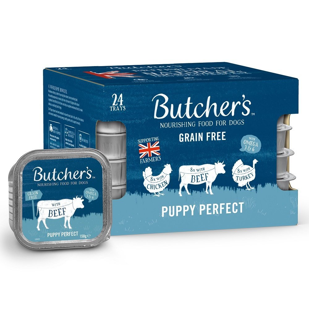 Butcher's Puppy Perfect Grain Free Wet Dog Food Trays, Butcher's, 24 x 150g