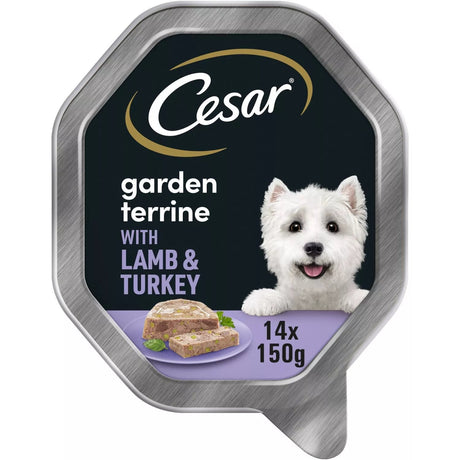 Cesar Garden Terrine Dog Food Tray Lamb & Turkey - 14 x 150g in Loaf, Cesar,