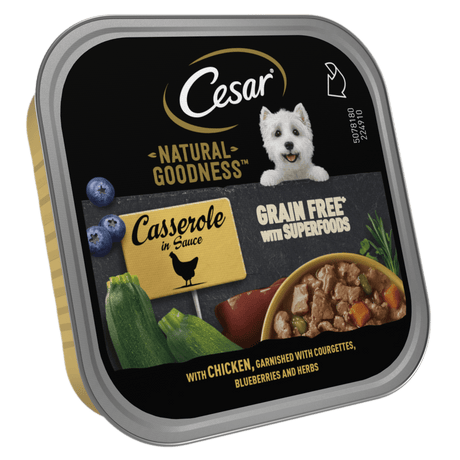 Cesar Natural Goodness Grain Free Wet Dog Food Chicken Casserole Trays 16x100g, Cesar,
