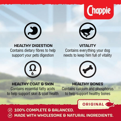 Chappie Original Adult Wet Dog Food Tins - 12 x 412g, Chappie,