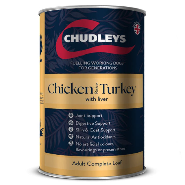 Chudleys Chicken Rich in Turkey with Liver Complete Wet Adult Working Dog - 12 x 395g, Chudleys,