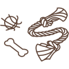 Bone & toys icon link to doggie day-care services page and dog training