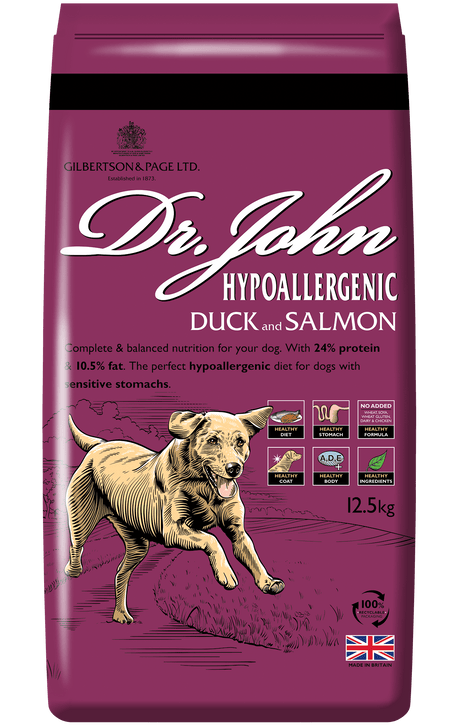 Dr. John Hypoallergenic Duck and Salmon Dry Adult Dog Food, Dr John, 12.5kg