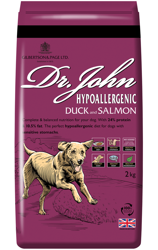 Dr. John Hypoallergenic Duck and Salmon Dry Adult Dog Food, Dr John, 2 kg