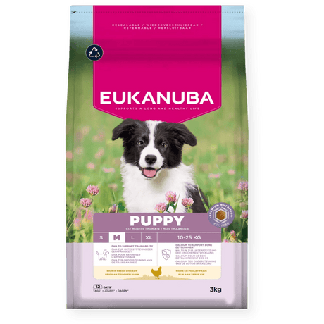 Eukanuba Puppy Medium Breed Fresh Chicken Dry Dog Food, Eukanuba, 3 x 3 kg