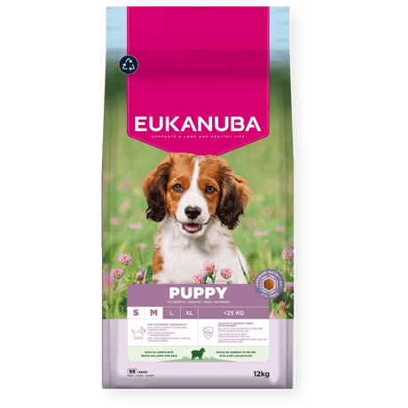 Eukanuba Puppy Small/Medium Breed Lamb & Rice Dry Dog Food, Eukanuba, 12 kg
