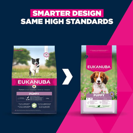 Eukanuba Puppy Small/Medium Breed Lamb & Rice Dry Dog Food, Eukanuba, 3 x 3 kg