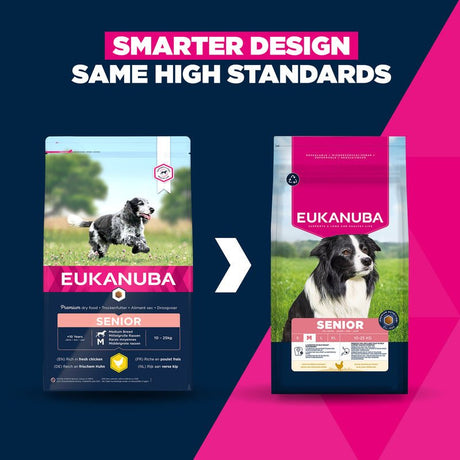 Eukanuba Senior Medium Breed Fresh Chicken Dry Dog Food, Eukanuba, 12 kg