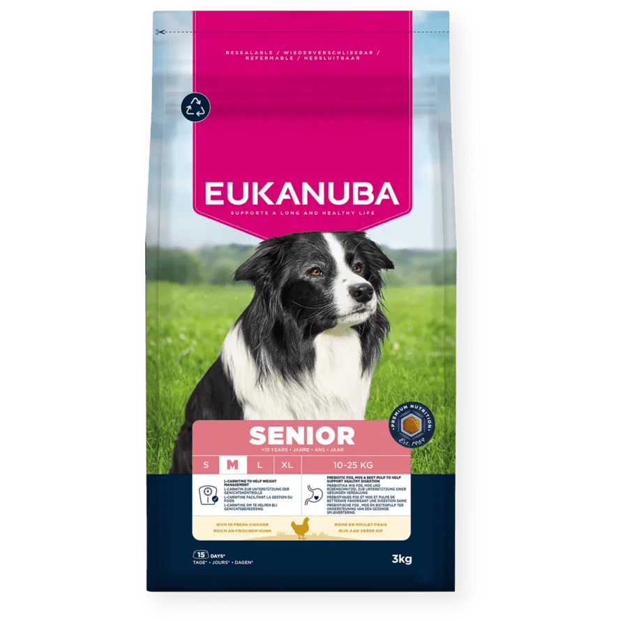 Eukanuba Senior Medium Breed Fresh Chicken Dry Dog Food, Eukanuba, 3 x 3 kg