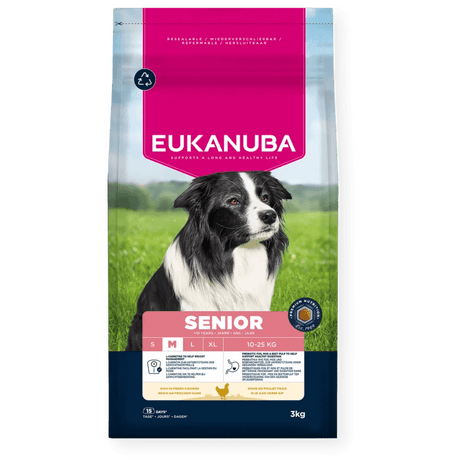 Eukanuba Senior Medium Breed Fresh Chicken Dry Dog Food, Eukanuba, 3 x 3 kg