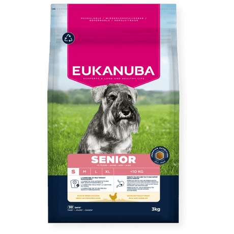 Eukanuba Senior Small Breed Fresh Chicken Dry Dog Food, Eukanuba, 3 x 3 kg