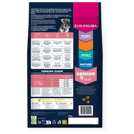 Eukanuba Senior Small Breed Fresh Chicken Dry Dog Food, Eukanuba, 3 x 3 kg