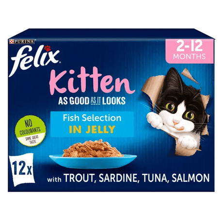 Felix As Good As It Looks Kitten Fish Selection in Jelly - 4 Pack of (12x100g), Felix,