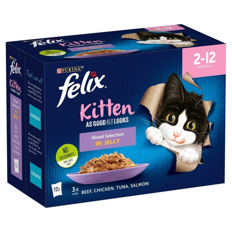 Felix As Good As It Looks Kitten Mixed Selection in Jelly - 4 Pack of (12x100g), Felix,