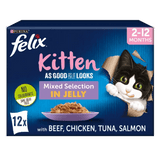 Felix As Good As It Looks Kitten Mixed Selection in Jelly - 4 Pack of (12x100g), Felix,