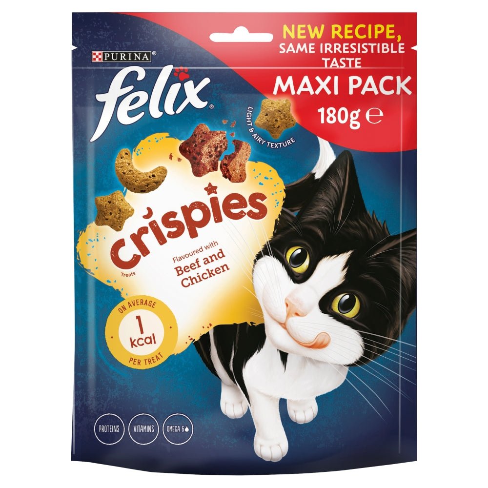 Felix Crispies Beef & Chicken Cat Treats, Felix, 5 x 180g