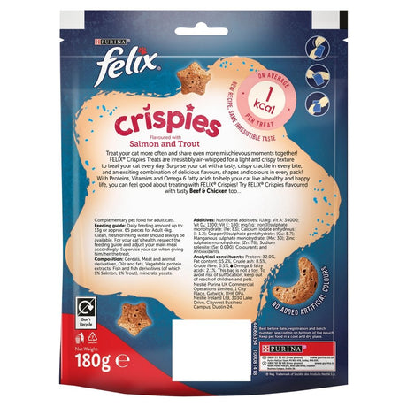 Felix Crispies Salmon & Trout Cat Treats, Felix, 5 x 180g