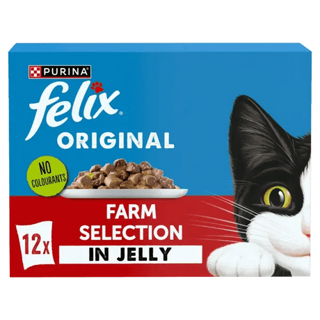 Felix Original Farm Selection In Jelly Wet Cat Food - 4 Boxes of (12x85g), Felix, 4x (12x85g)