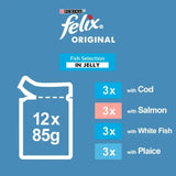 Felix Original Fish Selection in Jelly Wet Cat Food, Felix, 4x (12x85g)